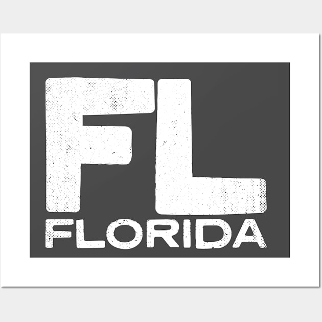 FL Florida State Vintage Typography Wall Art by Commykaze